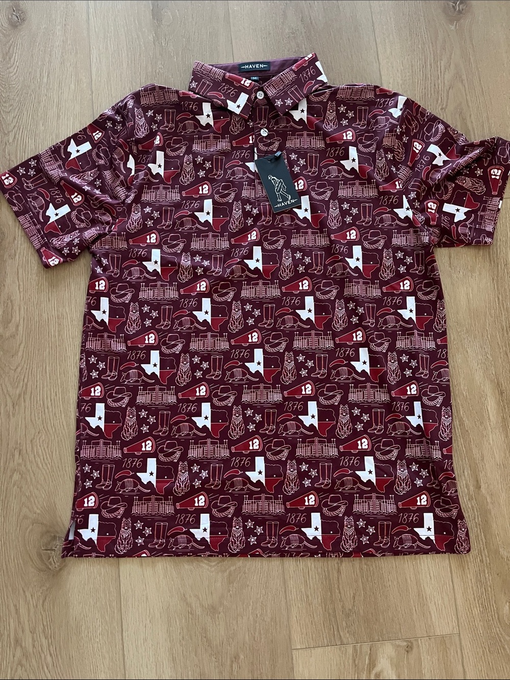 Texas A&M Burgundy Graphic Haven Golf Short-Sleeve Polo Shirt - Picture 2 of 4